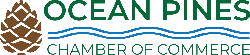 Ocean Pines Chamber of Commerce logo with pinecone