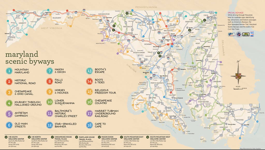 maryland in a day scenic by ways map